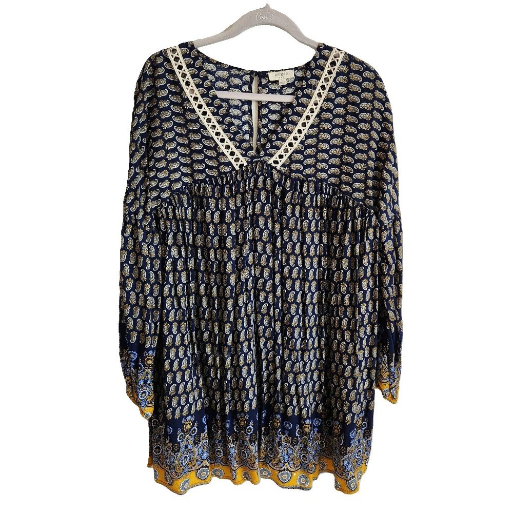 Umgee Paisley Boho Mini Dress Tunic Medium